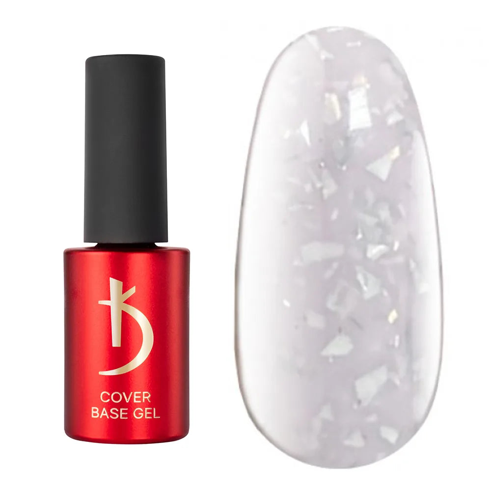 Kodi Professional Cover Base Gel Flake No. 01 bottle and glitter color swatch