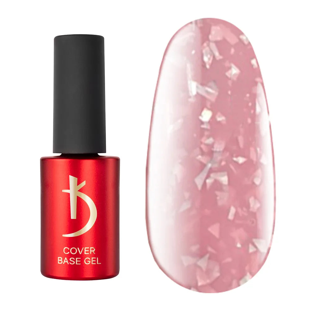 Kodi Professional Cover Base Gel Flake No. 04 bottle and glitter color swatch