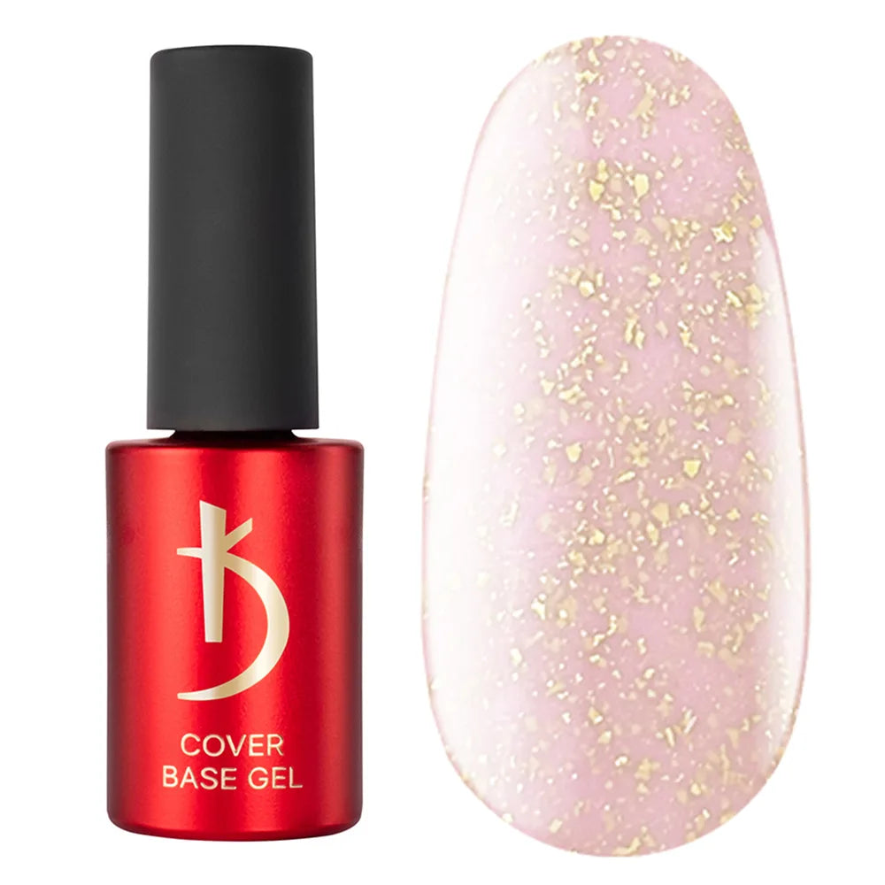 Kodi Professional Cover Base Gel Flake No. 08 bottle and glitter color swatch