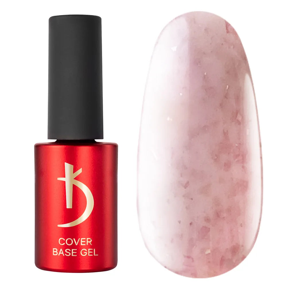 Kodi Professional Cover Base Gel Flake No. 09 bottle and glitter color swatch