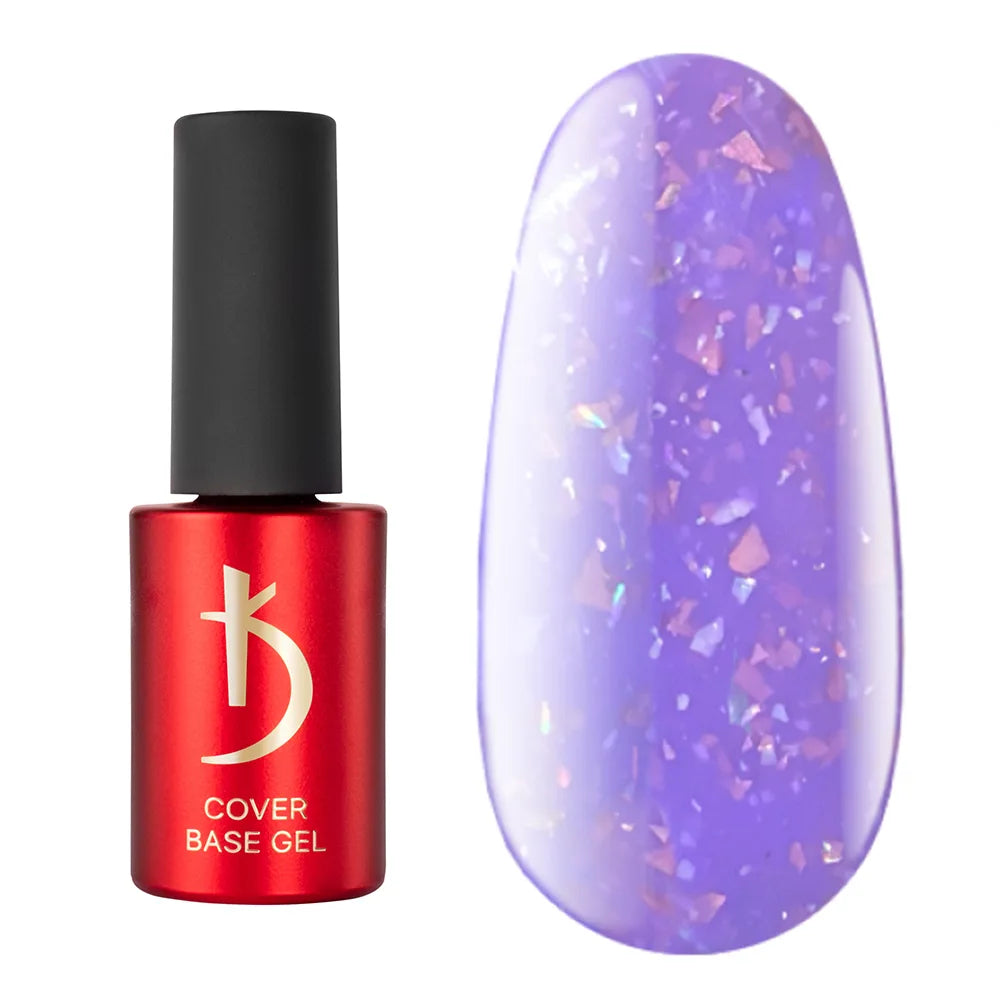 Kodi Professional Cover Base Gel Flake No. 10 bottle and glitter color swatch