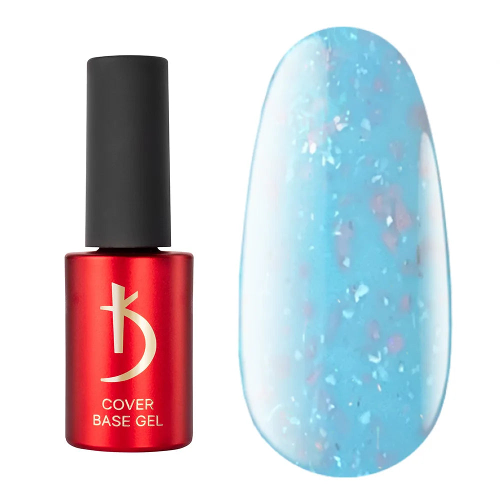 Kodi Professional Cover Base Gel Flake No. 11 bottle and glitter color swatch