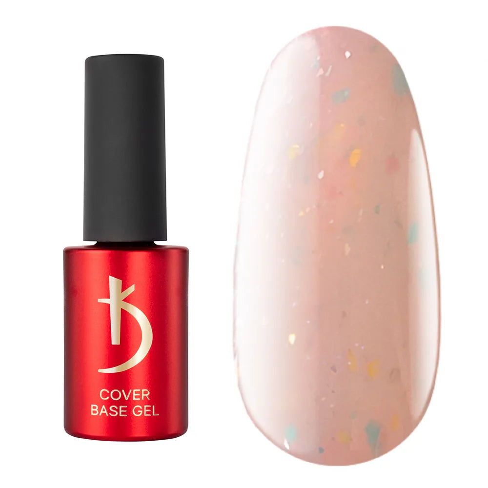 Kodi Professional Cover Base Gel Flake No. 12 bottle and glitter color swatch