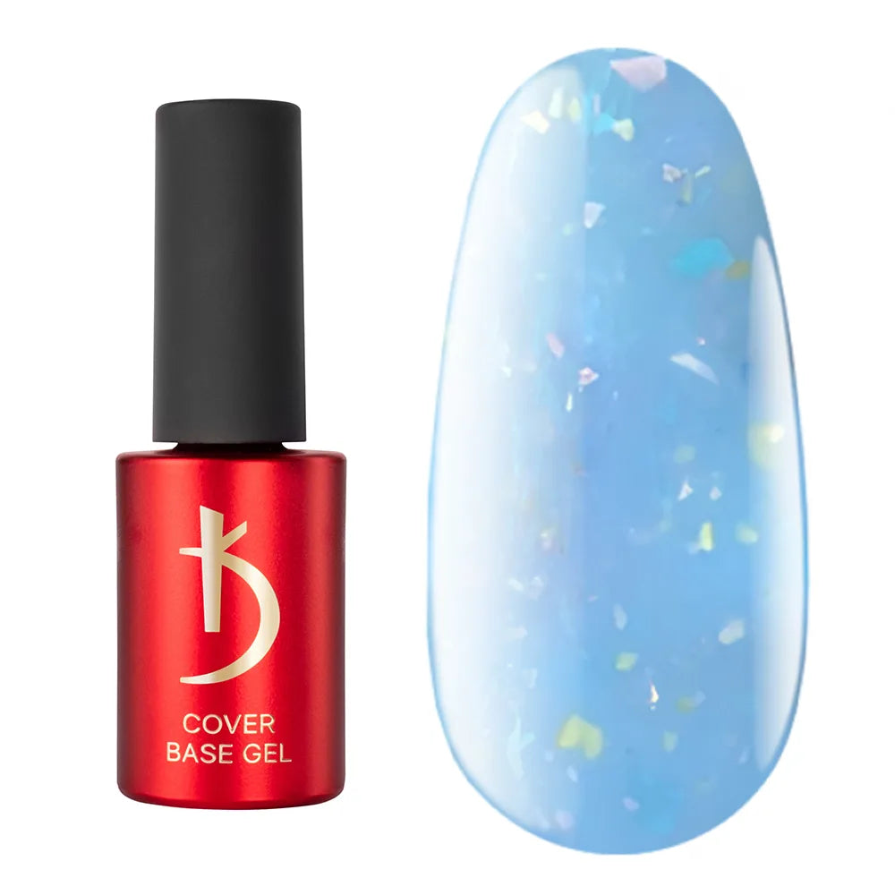 Kodi Professional Cover Base Gel Flake No. 13 bottle and glitter color swatch