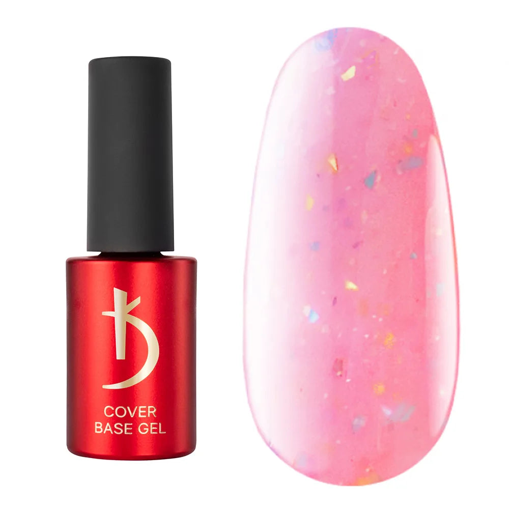 Kodi Professional Cover Base Gel Flake No. 15 bottle and glitter color swatch