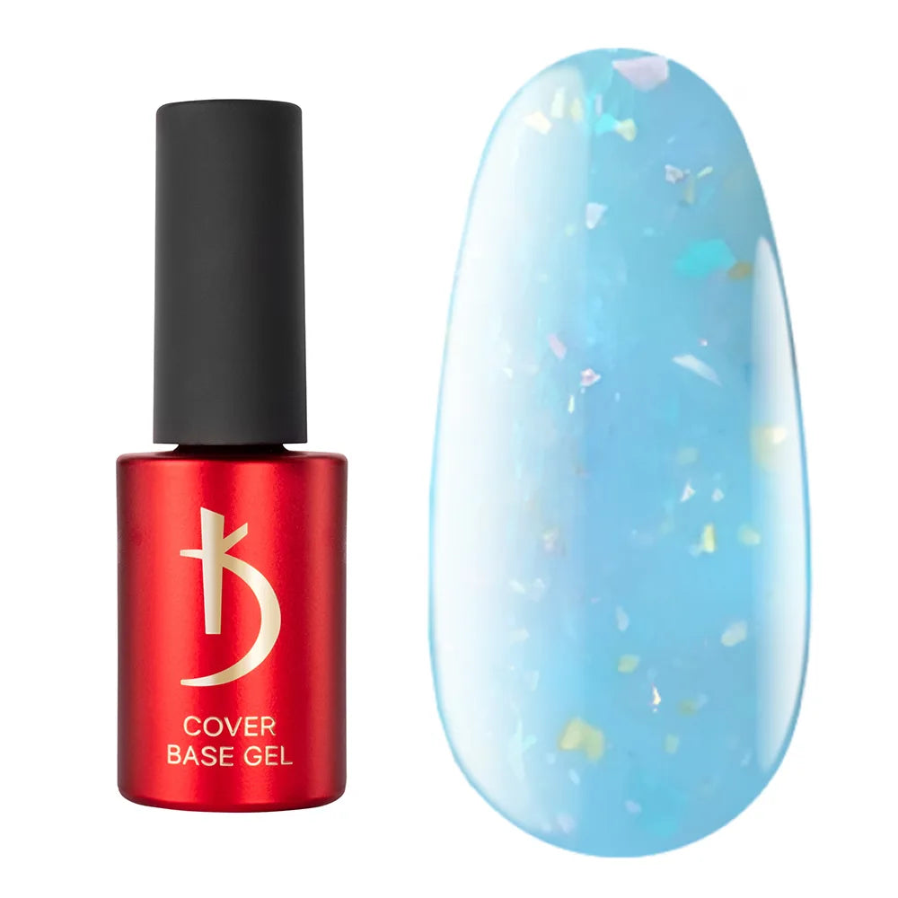 Kodi Professional Cover Base Gel Flake No. 16 bottle and glitter color swatch