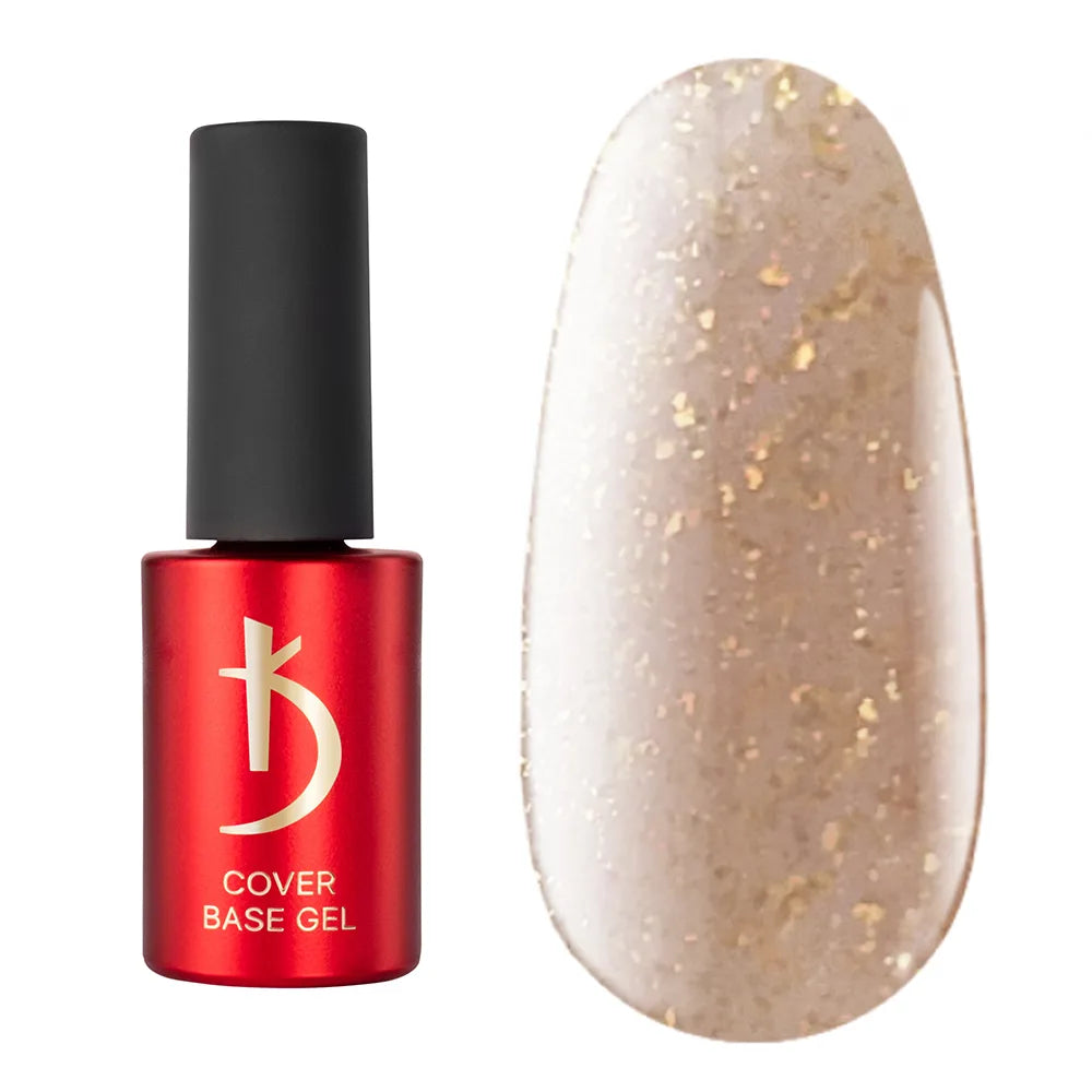Kodi Professional Cover Base Gel Flake No. 18 bottle and glitter color swatch