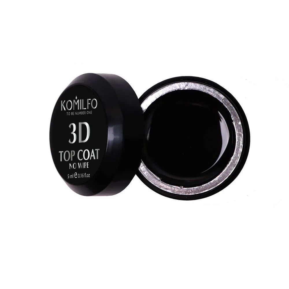Komilfo 3D No Wipe Top Gel 5ml thick clear nail art gel for voluminous designs