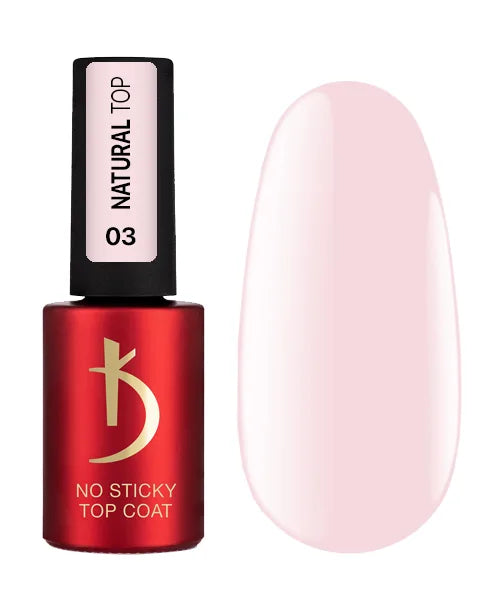 Kodi Professional Natural No Wipe Top Coat No. 03 bottle and nude glossy finish swatch