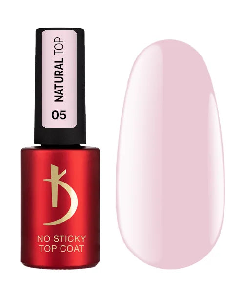 Kodi Professional Natural No Wipe Top Coat No. 05 bottle and nude glossy finish swatch