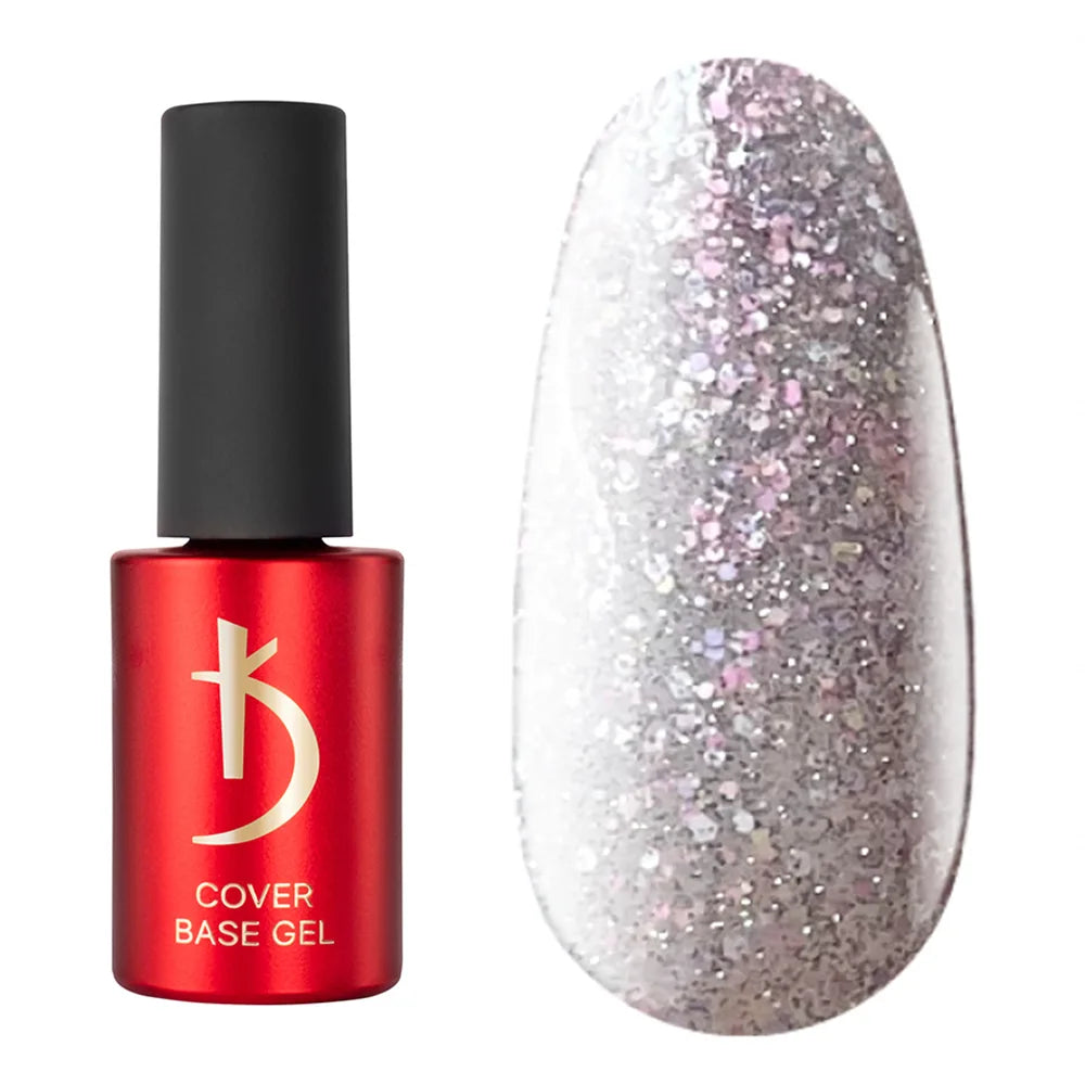 Kodi Professional Crystal Drops No. 03 reflective base gel bottle and glitter swatch