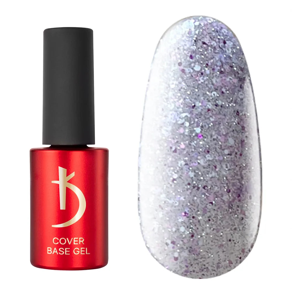 Kodi Professional Crystal Drops No. 04 reflective base gel bottle and glitter swatch