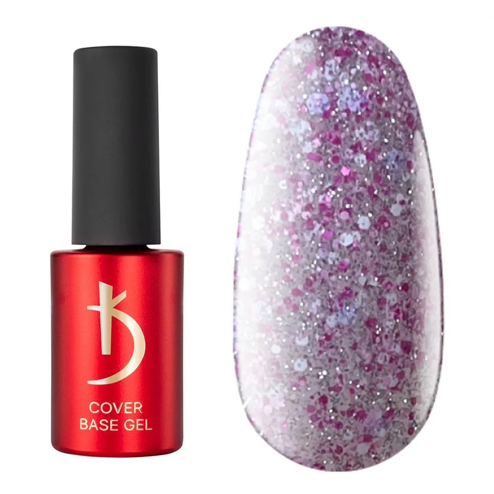 Kodi Professional Crystal Drops No. 05 reflective base gel bottle and glitter swatch