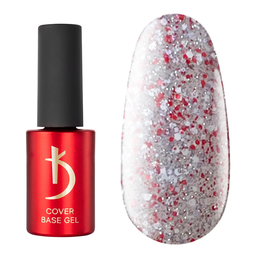 Kodi Professional Crystal Drops No. 06 reflective base gel bottle and glitter swatch