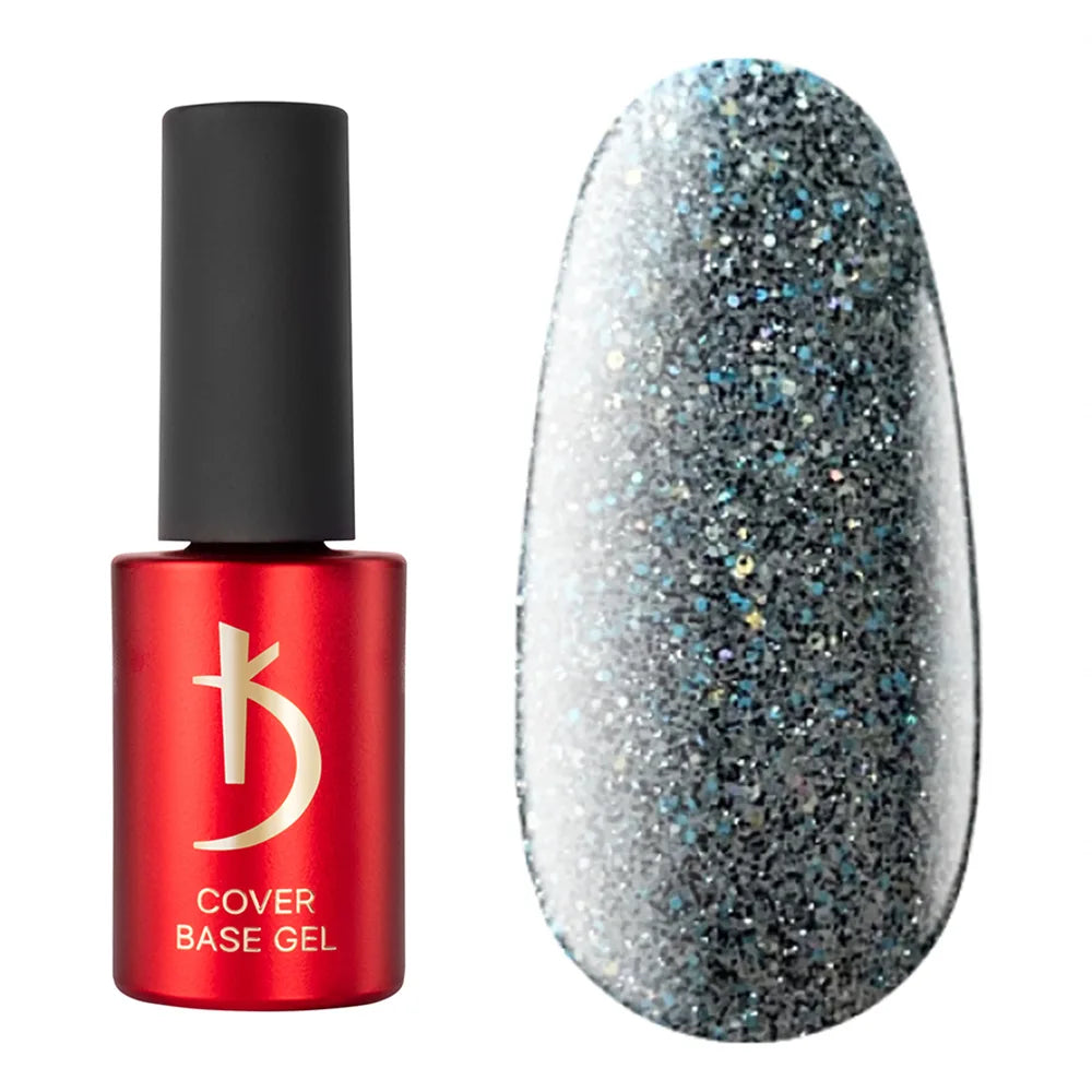 Kodi Professional Crystal Drops No. 08 reflective base gel bottle and glitter swatch