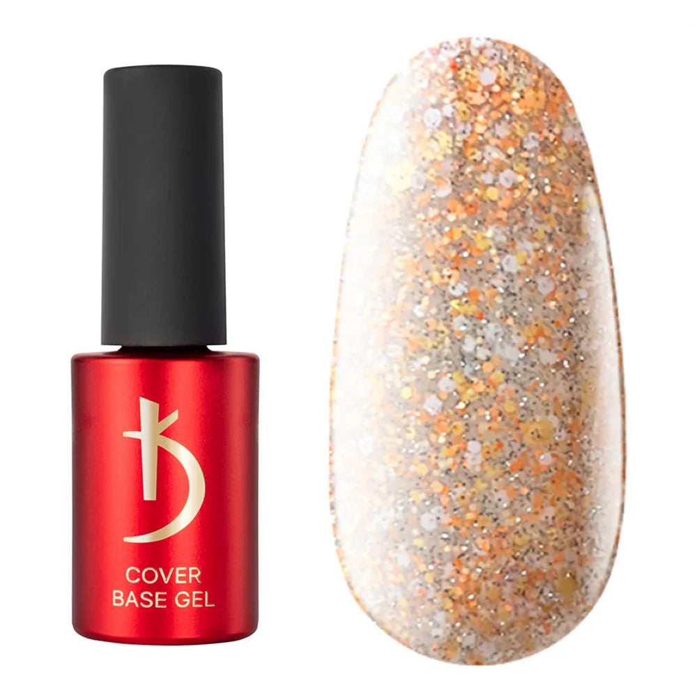 Kodi Professional Crystal Drops No. 10 reflective base gel bottle and glitter swatch