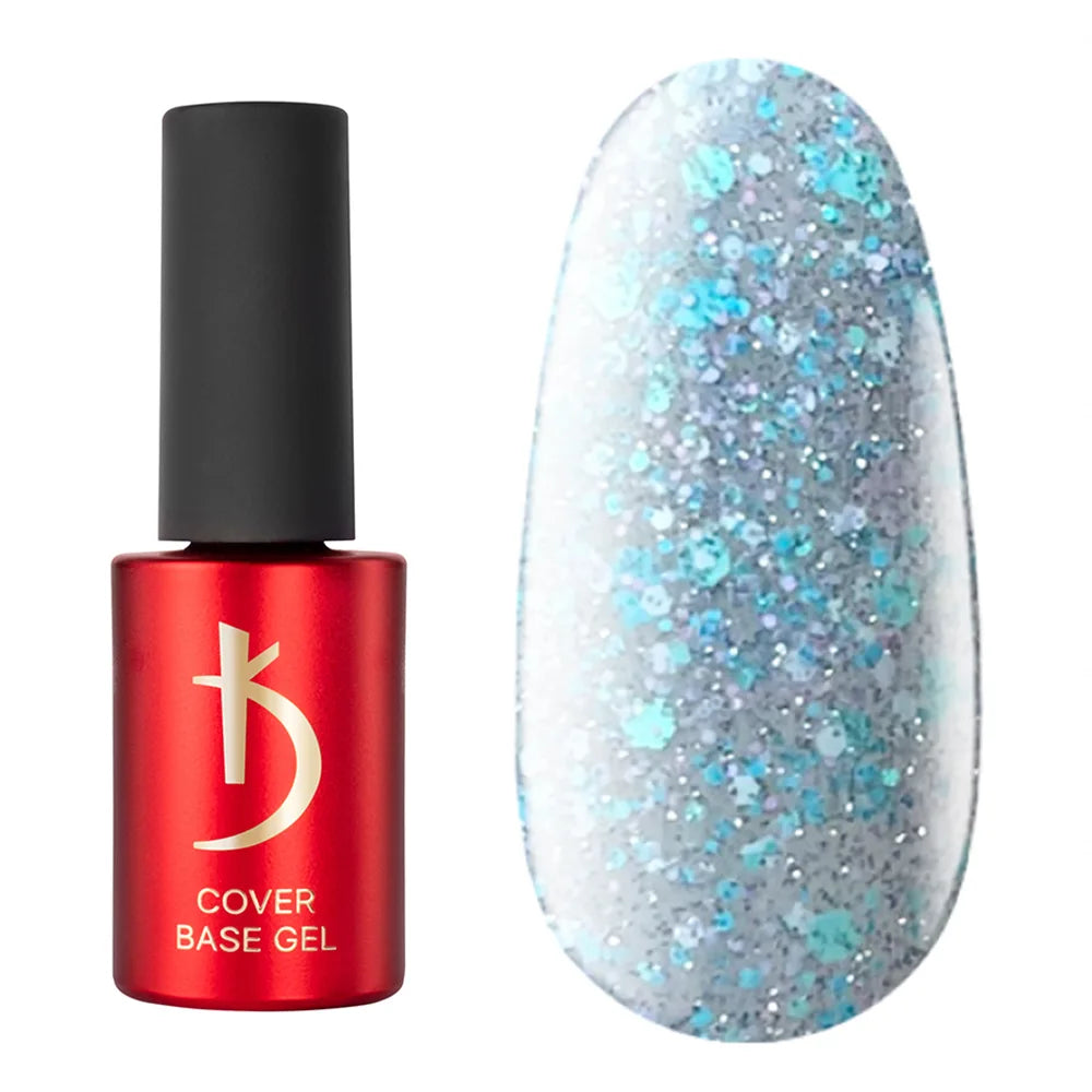 Kodi Professional Crystal Drops No. 11 reflective base gel bottle and glitter swatch