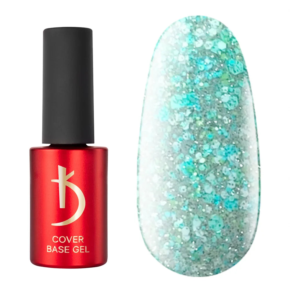 Kodi Professional Crystal Drops No. 12 reflective base gel bottle and glitter swatch