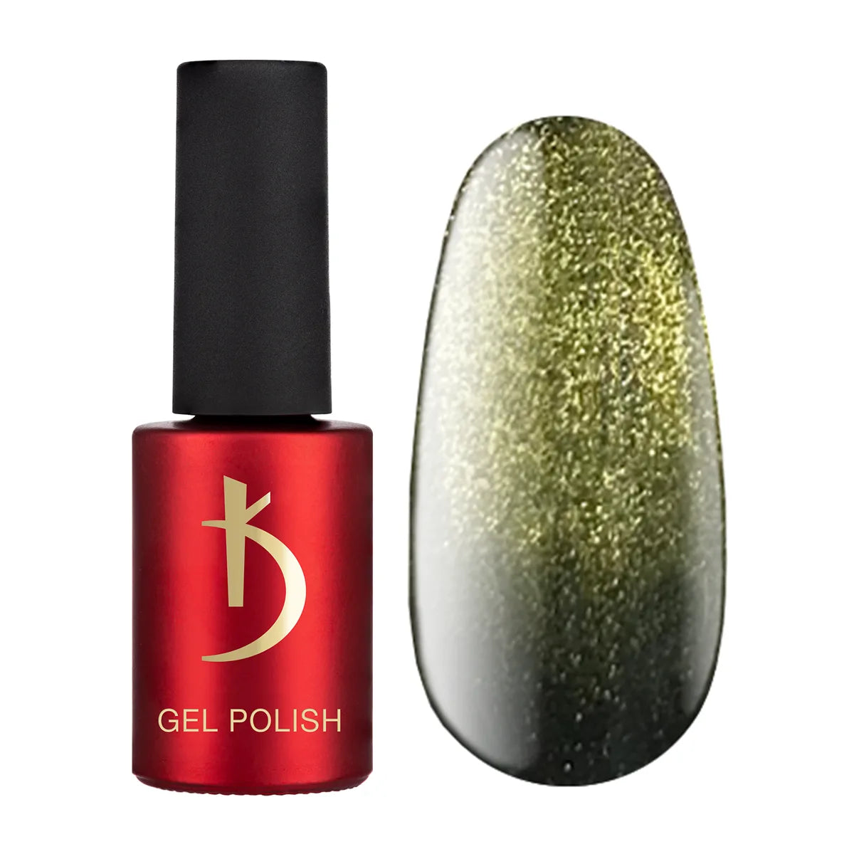 Kodi Professional Cat Shine CS 02 Cat Eye Gel Polish bottle and magnetic effect swatch