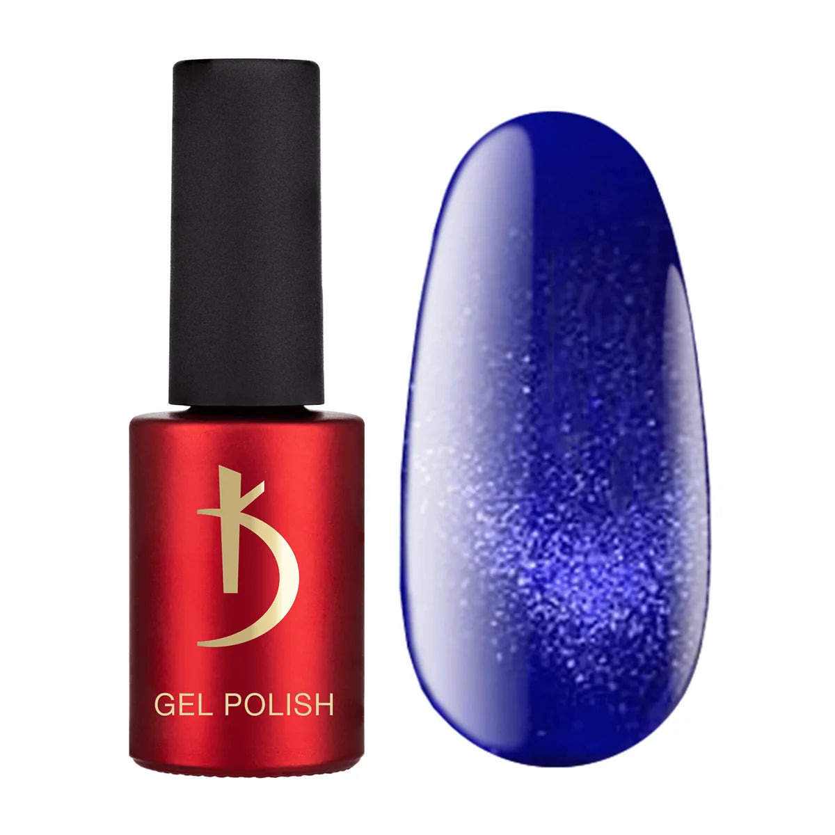 Kodi Professional Cat Shine CS 08 Cat Eye Gel Polish bottle and magnetic effect swatch