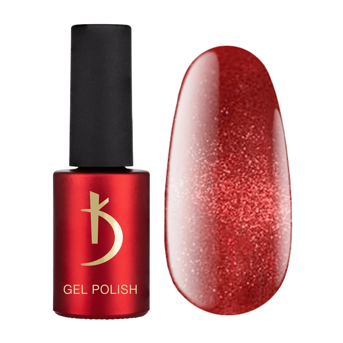 Kodi Professional Cat Shine CS 16 Cat Eye Gel Polish bottle and magnetic effect swatch