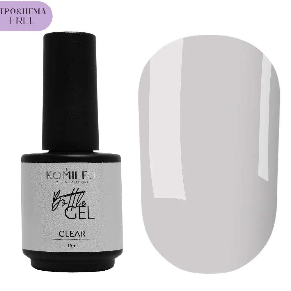 Komilfo Bottle Builder Gel 15ml HEMA-Free TPO-Free liquid builder gel in bottle with brush
