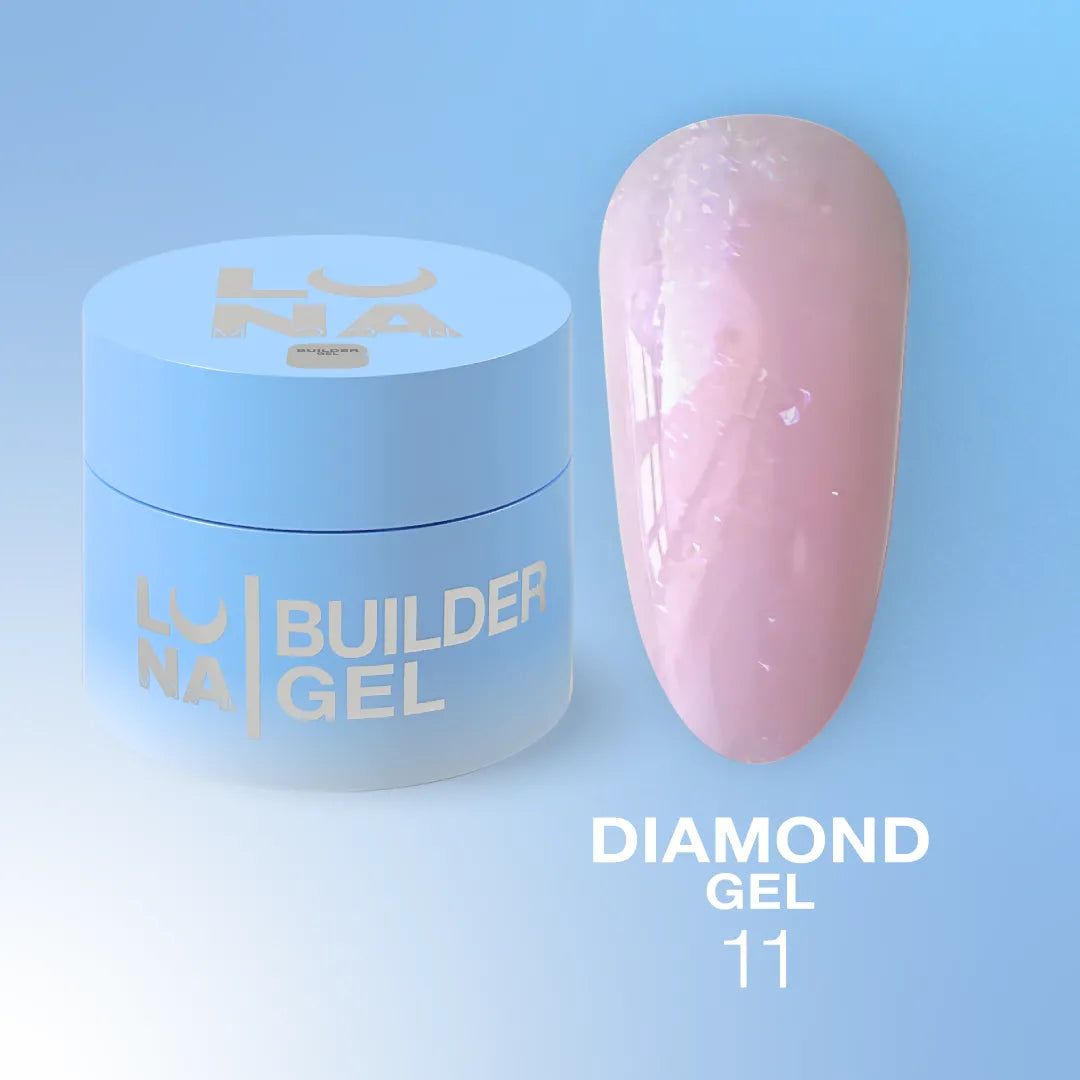 LUNA Diamond Gel 15ml jar and sparkling color swatch