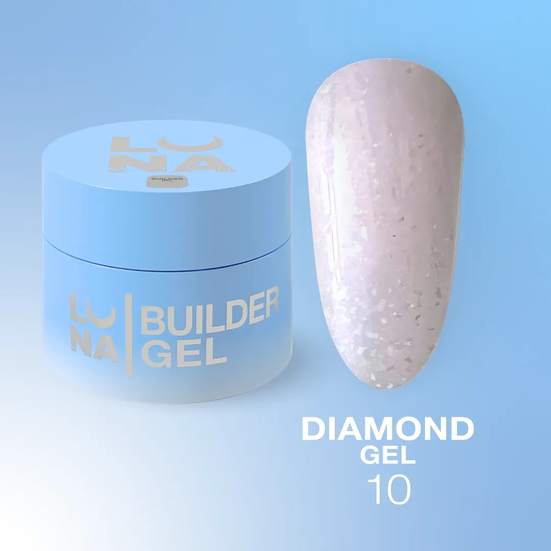 LUNA Diamond Gel 15ml jar and sparkling color swatch