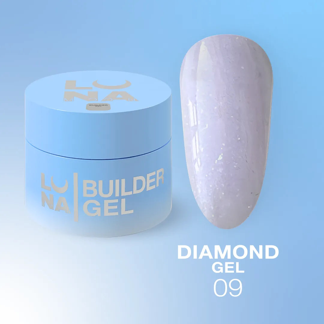 LUNA Diamond Gel 15ml jar and sparkling color swatch