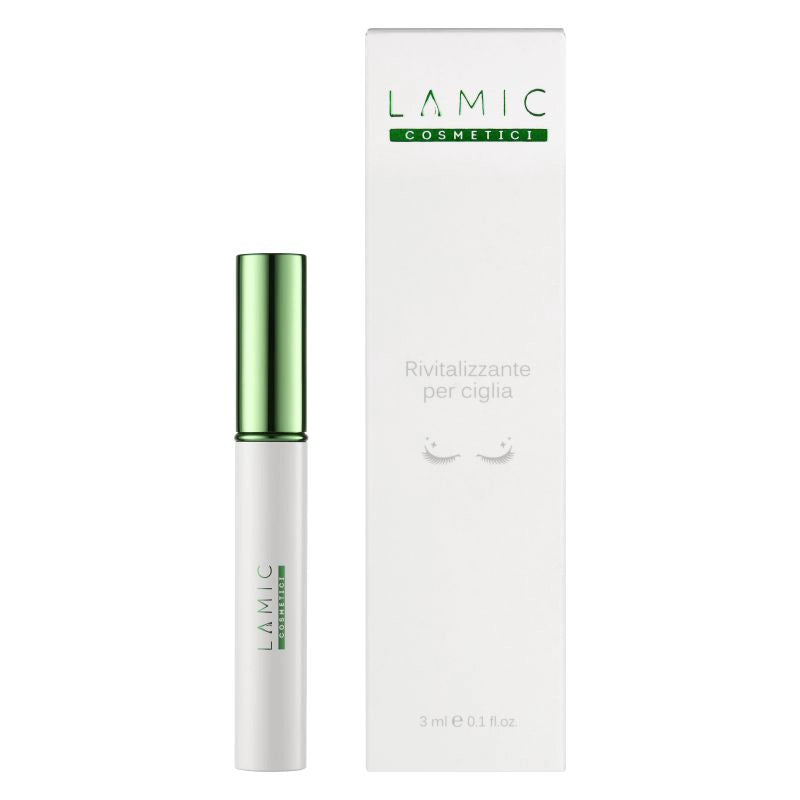 Lamic cosmetic eyelash revitalizer with packaging on a white background