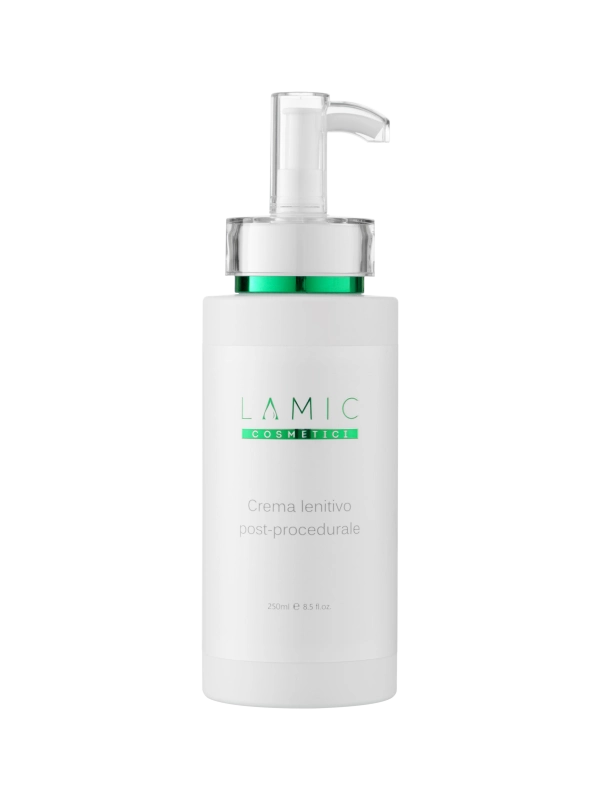 White skincare bottle with pump and 'Lamic' branding on a white background