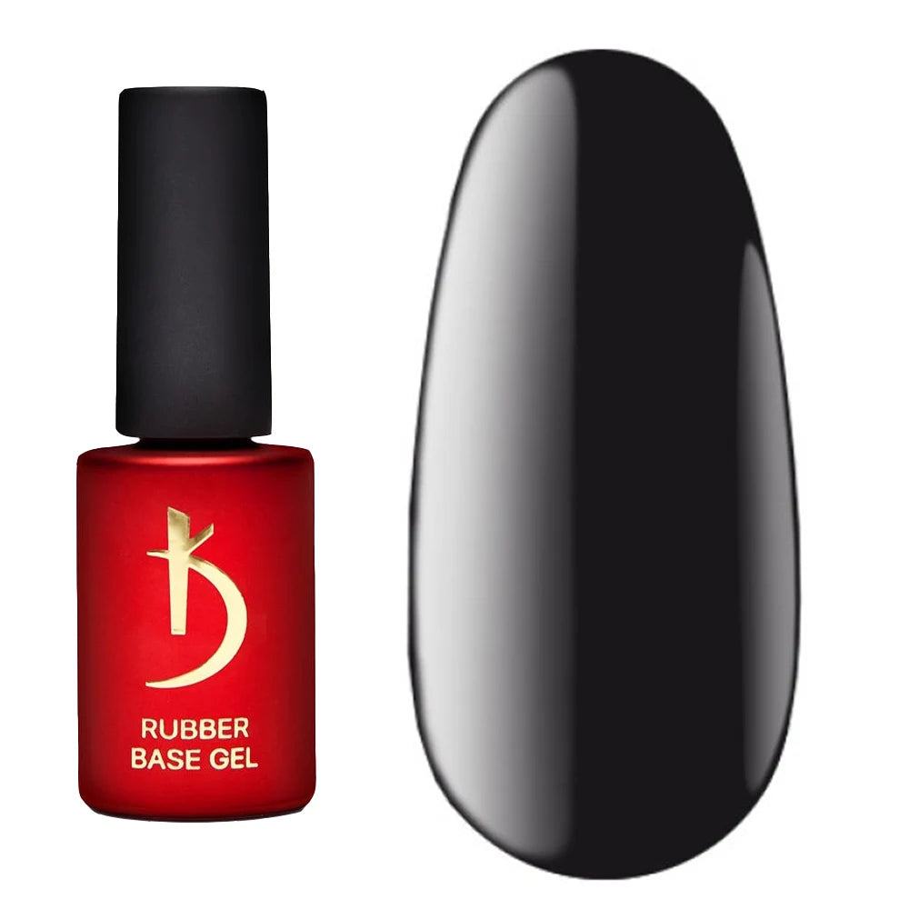 Kodi Professional Color Rubber Base Gel Black bottle and color swatch