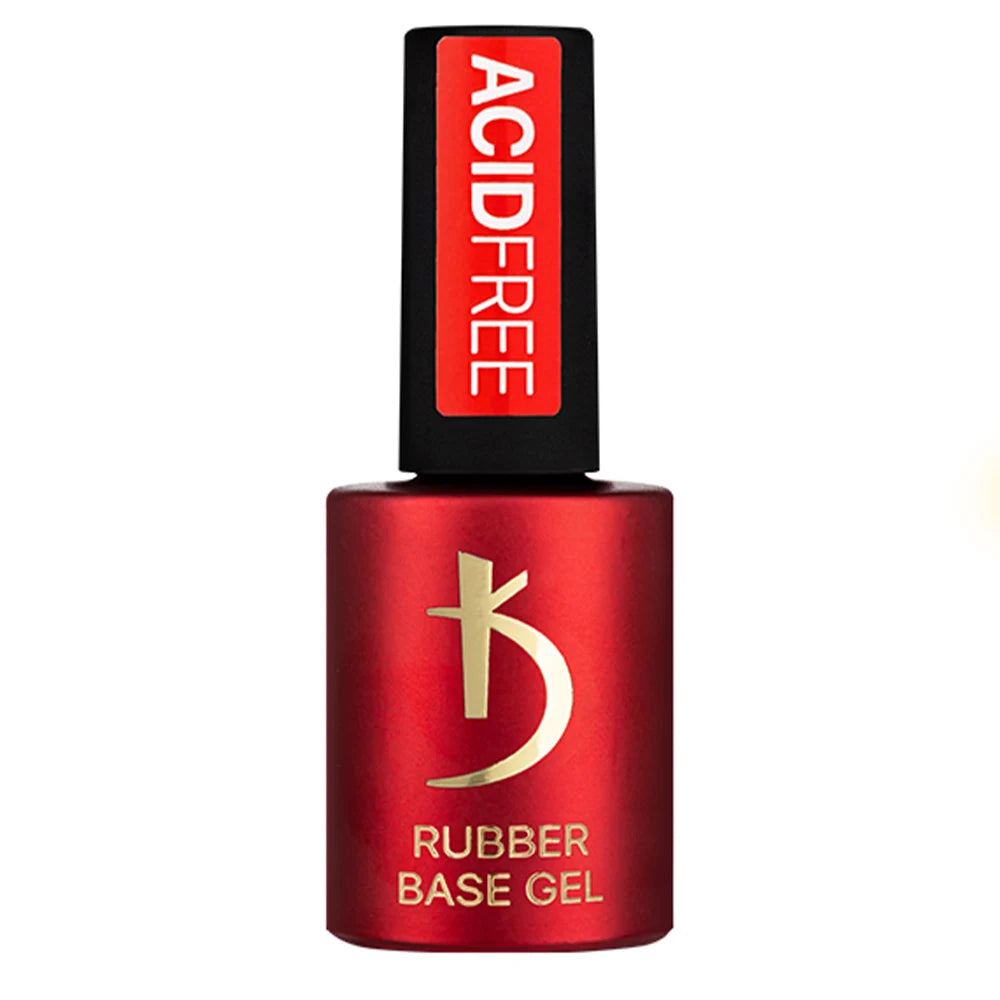 Kodi Professional Rubber Base Acid Free 15ml bottle and clear self-leveling base swatch
