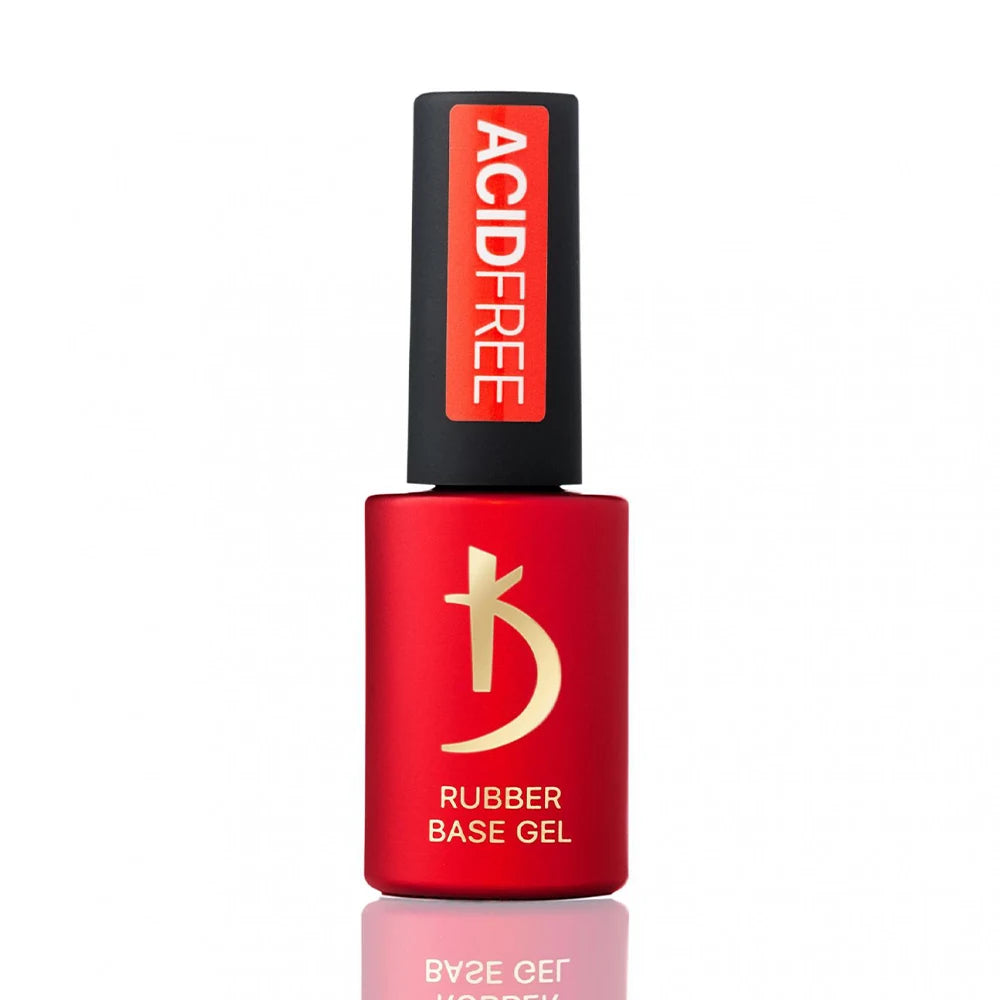 Kodi Professional Rubber Base Acid Free 7ml bottle and clear self-leveling base swatch