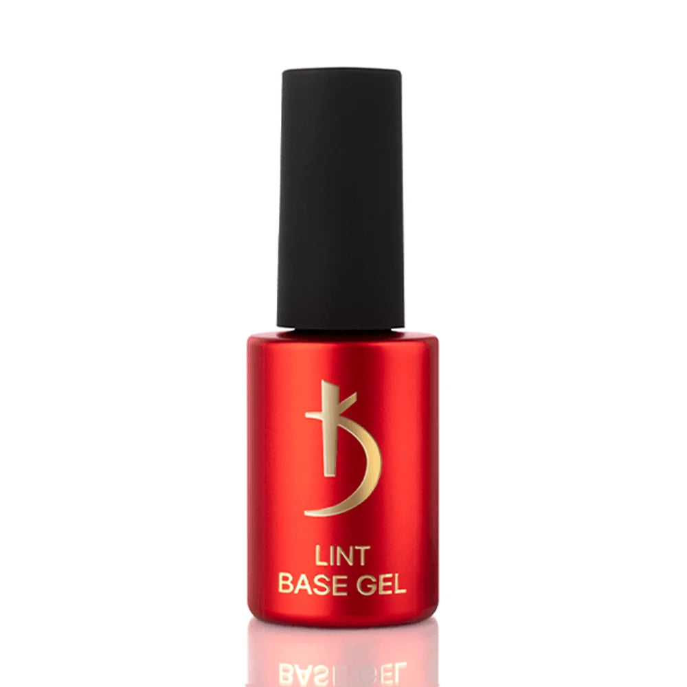 Kodi Professional Lint Base Gel Crystal 7ml fiber base bottle and clear nail base swatch