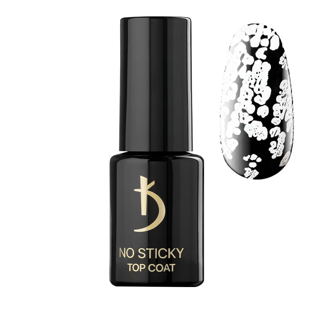 Kodi Professional Lace No Wipe Top Coat 12ml with UV Filters bottle and glossy finish swatch