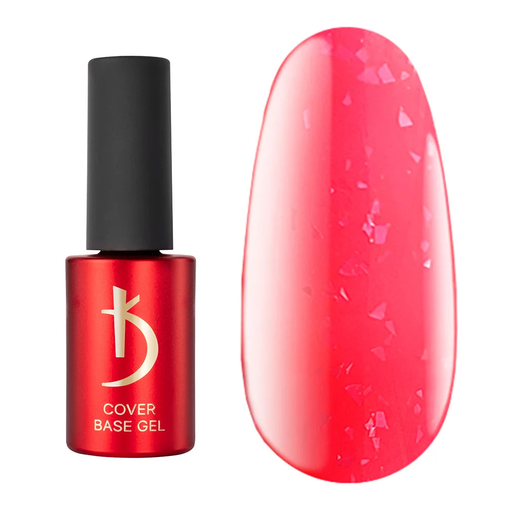 Kodi Professional Cover Base Gel Flake Neon No. 01 bottle and glitter color swatch