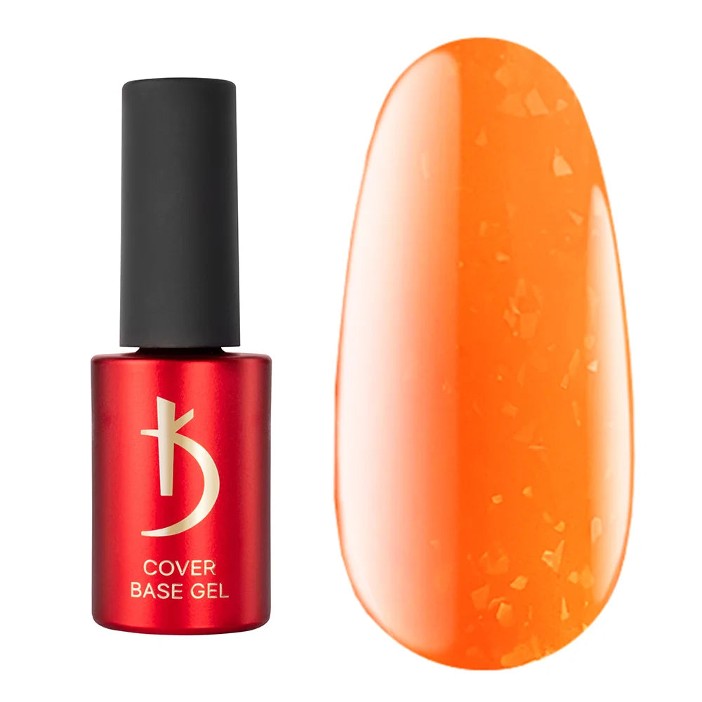 Kodi Professional Cover Base Gel Flake Neon No. 02 bottle and glitter color swatch