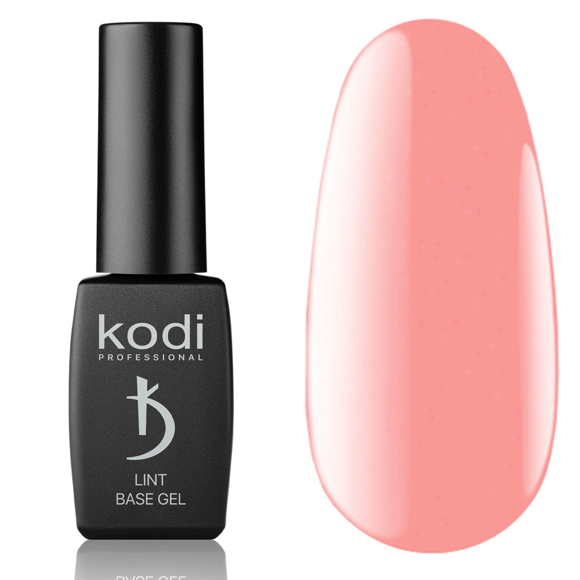 Kodi Professional Lint Base Gel Peach bottle and nude color swatch