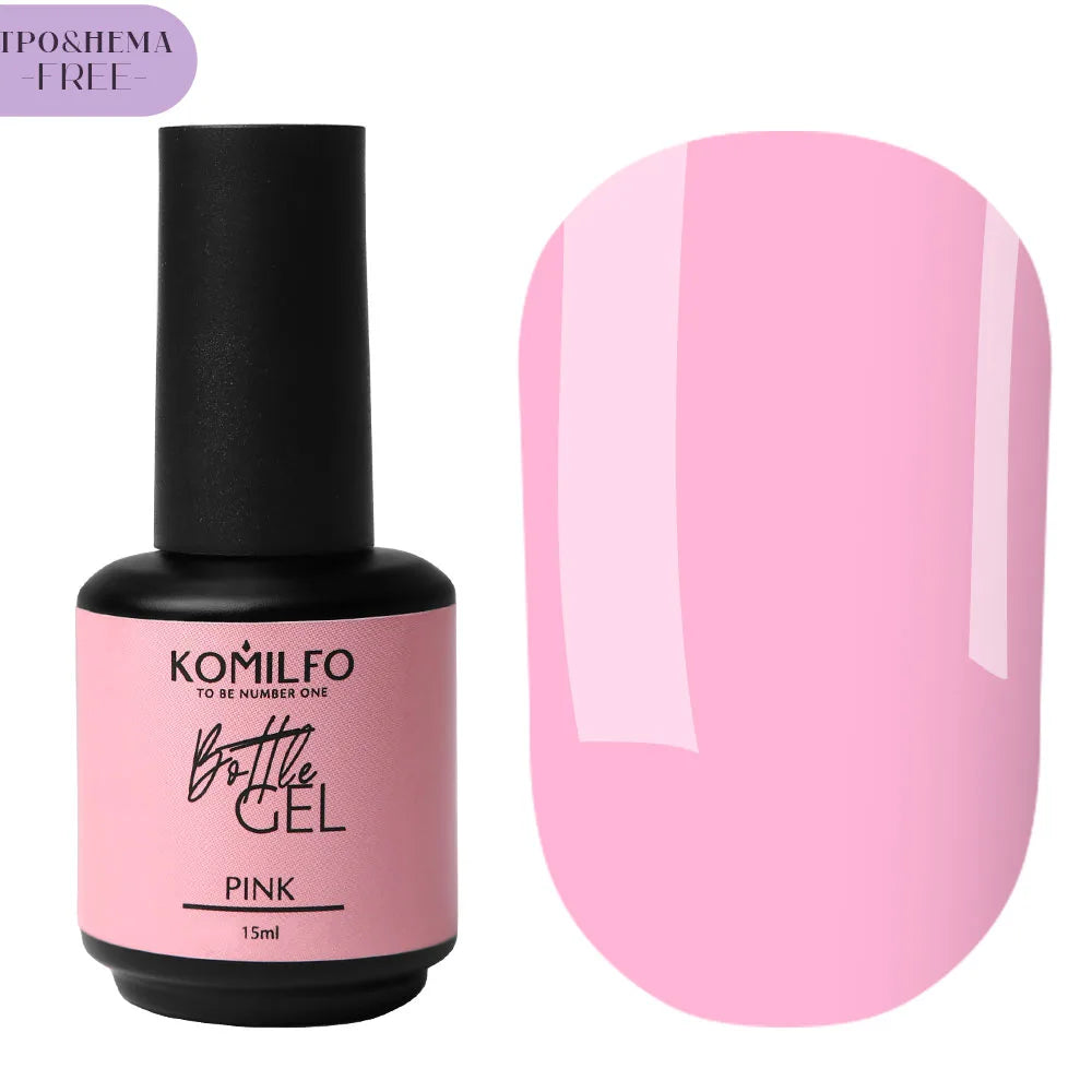 Komilfo Bottle Builder Gel 15ml HEMA-Free TPO-Free liquid builder gel in bottle with brush