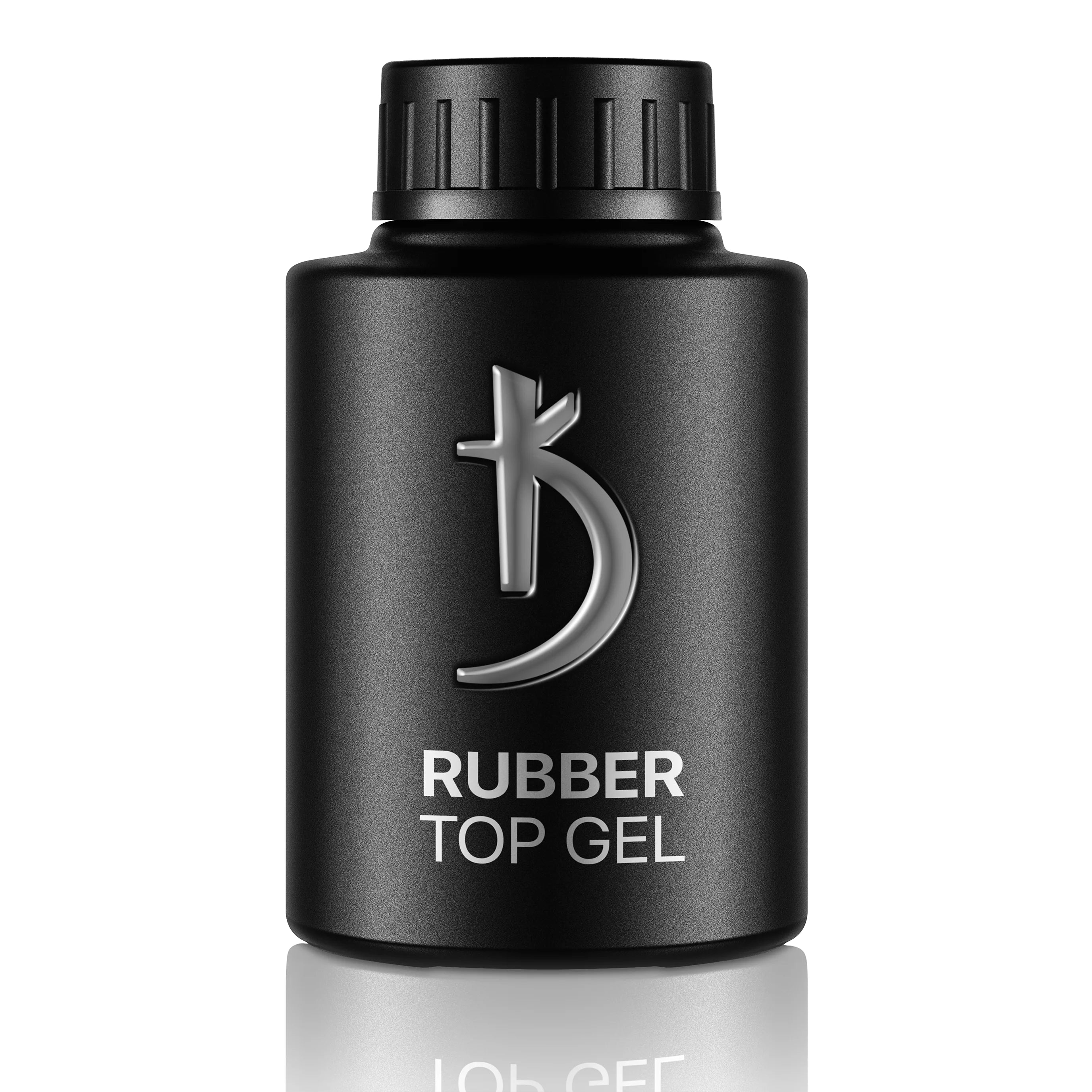 Kodi Professional Rubber Top Coat 35ml bottle and clear glossy finish swatch