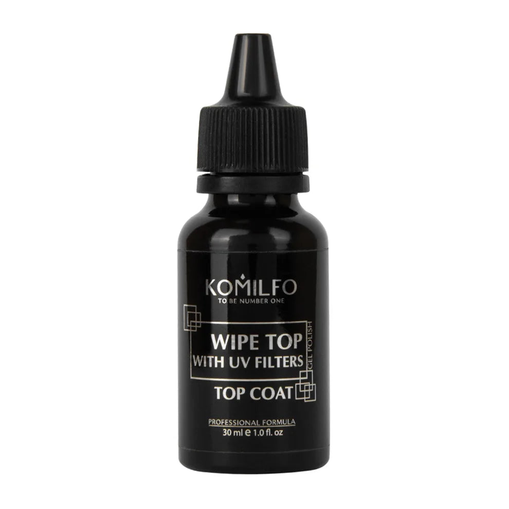 KOMILFO Wipe Top Coat 30ml glossy gel polish top with sticky layer