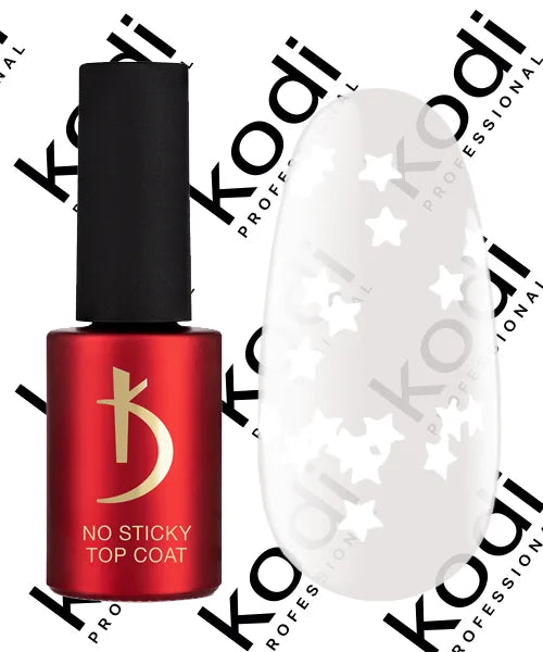 Kodi Professional ART No Wipe Top Coat No. 17 bottle and decorative glossy finish swatch