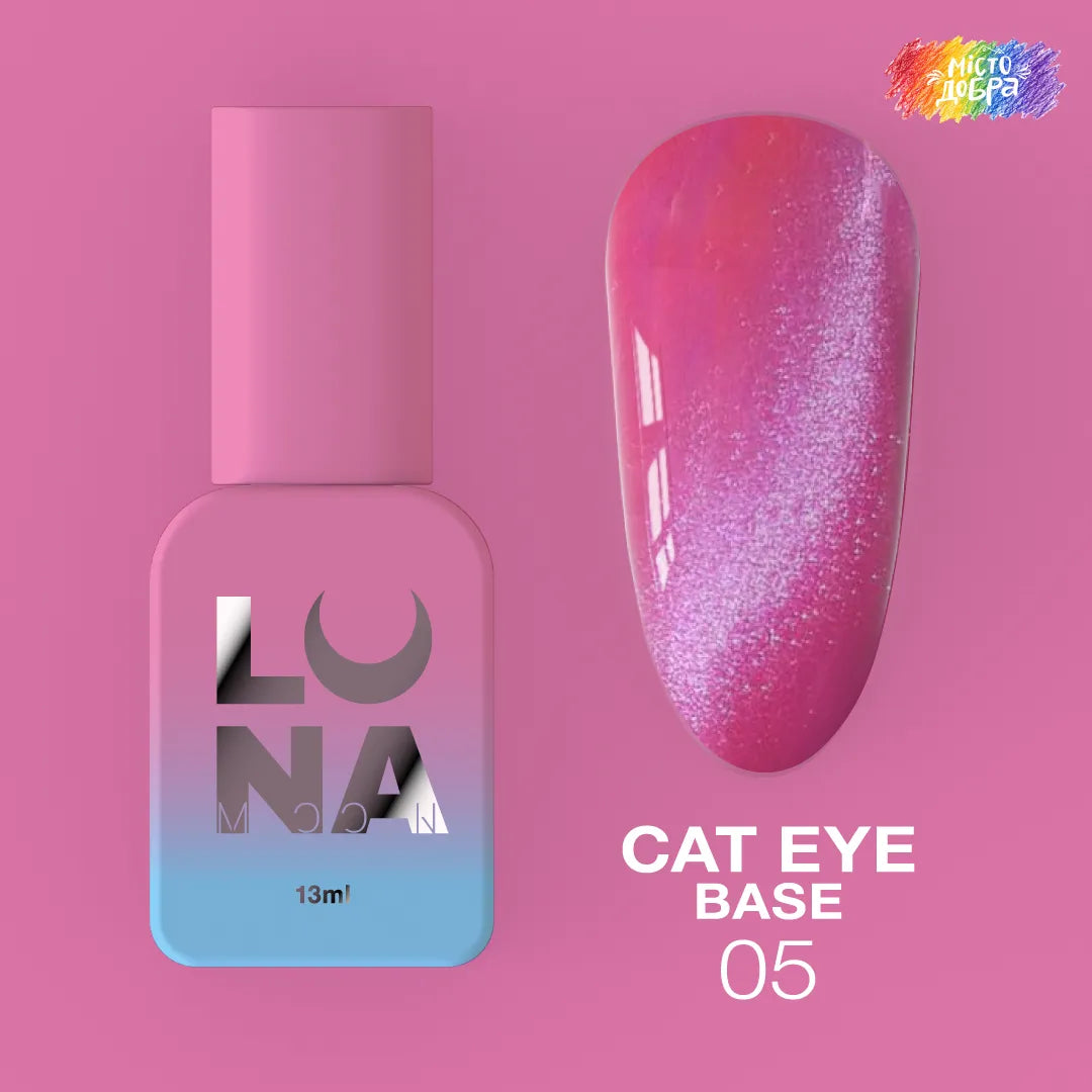 LUNA Cat Eye Base 05 13ml bottle and magnetic cat eye color swatch