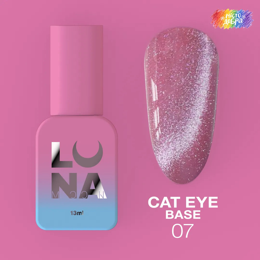 LUNA Cat Eye Base 07 13ml bottle and magnetic cat eye color swatch
