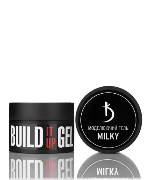 Kodi Professional Build It Up Gel Milky 25ml jar and color swatch