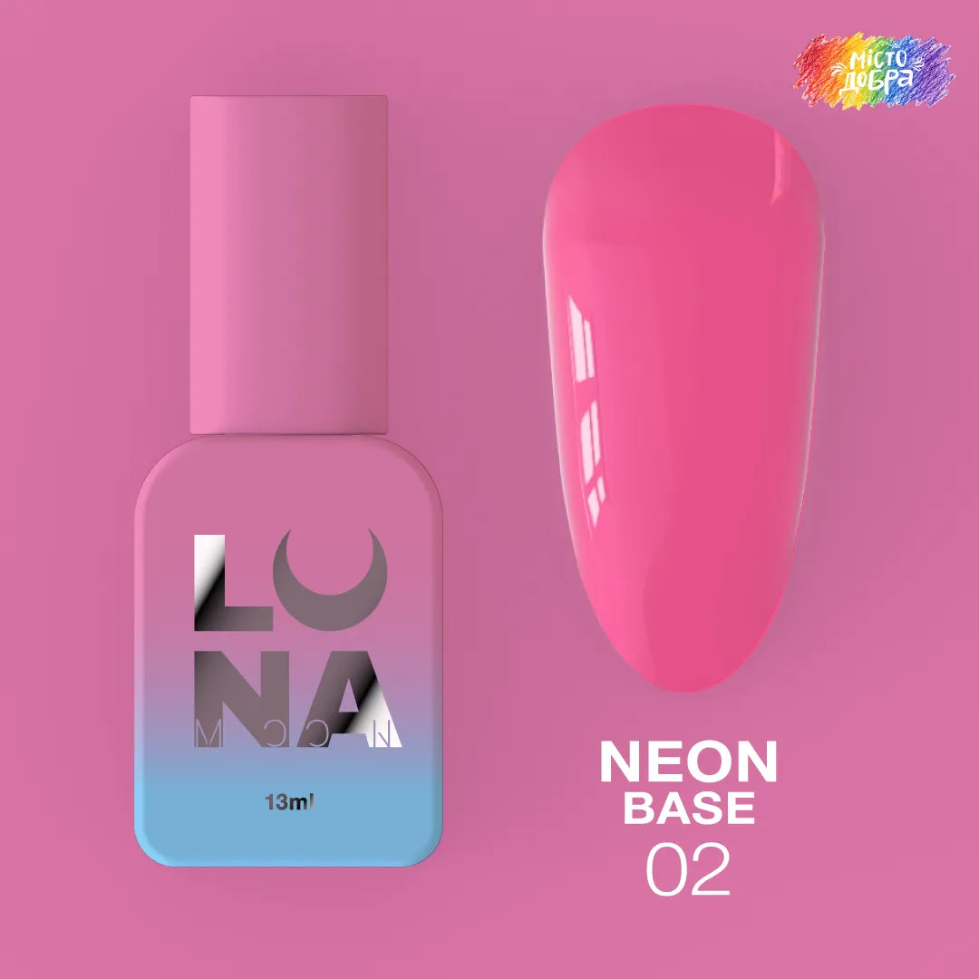 LUNA Color Base neon 02 13ml bottle and color swatch