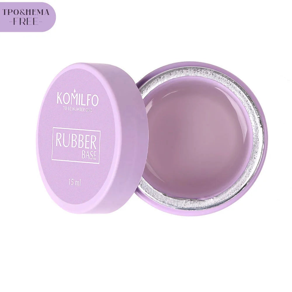 KOMILFO Rubber Base Coat HEMA-Free TPO-Free 15ml jar self-leveling rubber base gel without brush