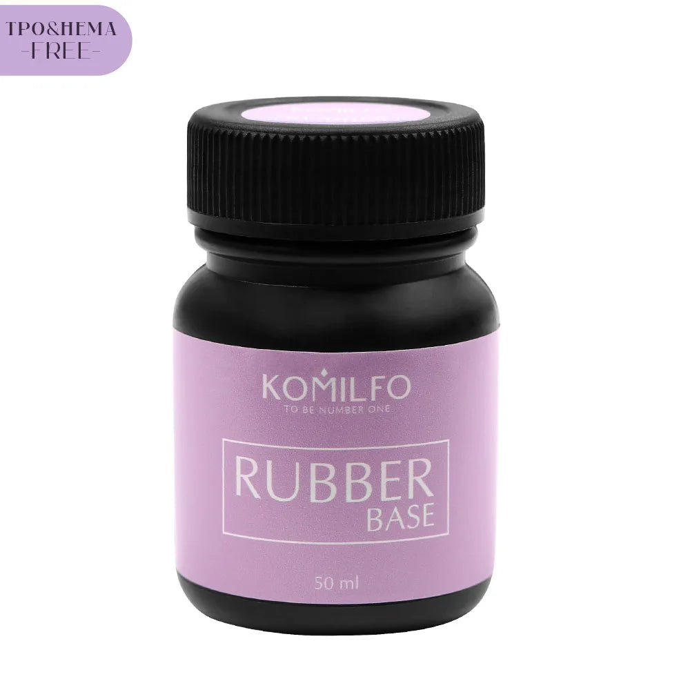 KOMILFO Rubber Base Coat HEMA-Free TPO-Free 50ml self-leveling rubber base gel jar without brush