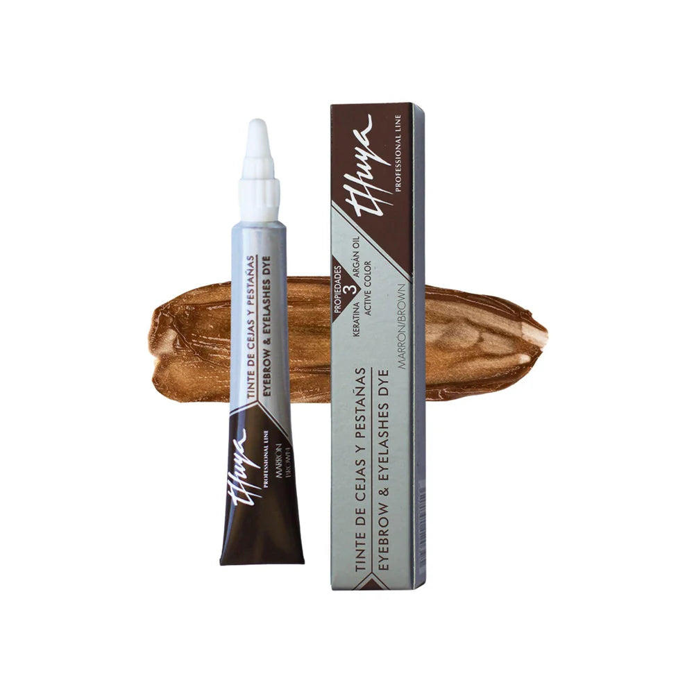 Eyebrow and eyelash dye with packaging on a white background